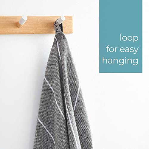Cacala 100% Turkish Cotton Kitchen Tea Towels, Highly Absorbent Luxury Soft Quick Drying Dish Towel With Hanging Loop For Gym, Yoga, Bath, Sports, Cleaning And Kitchen (23 X 36), Antrasit #TOP1