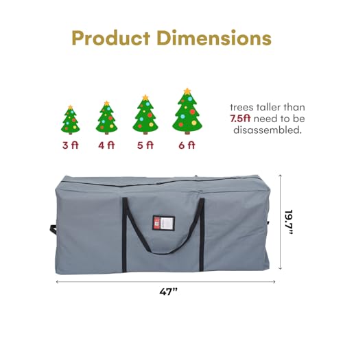 HOLIDAY SPIRIT Christmas Tree Storage Bag, Fits a 7.5FT Tree, Charcoal