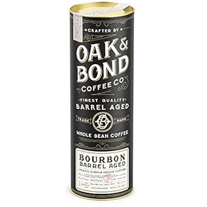 Oak & Bond Coffee Co. Bourbon Barrel Aged Coffee, Brazil Single Origin Whole Bean, Medium Roast – Chocolate, Caramel, Mandarin Orange, Sweet Bourbon Flavors – 10oz