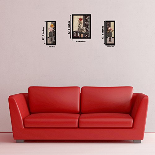 Image of Indianara 3 Pc Set of Floral Paintings Without Glass 5.2 X 12.5, 9.5 X 12.5, 5.2 X 12.5 Inch