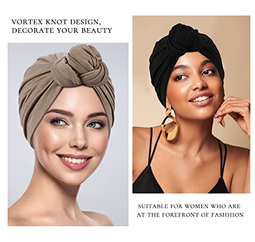 Danmy Women's Beanie Turban Hats, Indian Hats Headscarves, Beanie Hats For Women,Turban For Women (Atrovirens/Khaki/Black) #TOP5