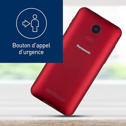 Panasonic KX-TU155EXRN 2G Téléphone Mobile pour Personnes Âgées, Appel Prioritaire, Téléphone à Grosses Touches, Compatible avec les Appareils Auditifs, Bluetooth, Radio FM, Appareil Photo, Rouge