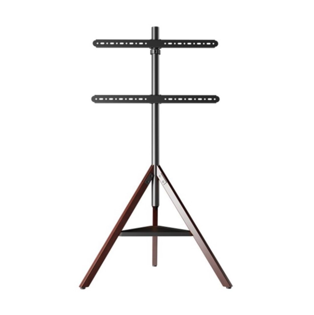 TV Mount Tripod TV Stand for 32 to 75 Inch Screen, Height Adjustable and Swievel Corner Floor with Wooden Tray Home Theater Black+beech 84*73*147cm