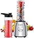 Arcbt Blender Mixeur, 400W 4 lames tranchantes Portable Smoothie Blender Mixeur avec 2 bouteilles de voyage Tritan sans BPA 600 ml Blender multifonction pour jus, smoothie, milkshake - (argenté)