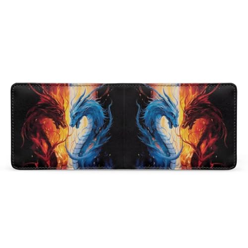 HUIACONG Flame Dragon Wallet for Men Slim Leather Wallets for Boys Thin Travel Wallet Red Blue Dragon Card Holde Smart Bifold Coins Storage Pouch4