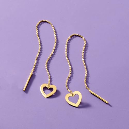 Pure Collection by Ross-Simons 14kt Yellow Gold Heart Threader Earrings3
