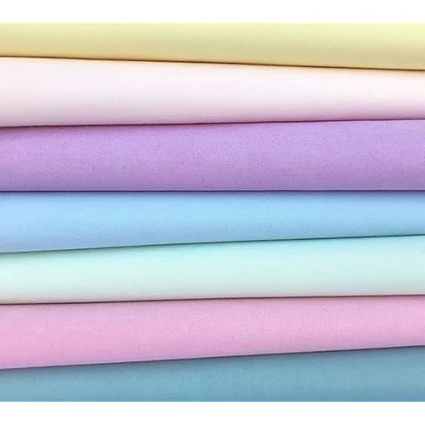 7 x Fat Quarter Bundle - Plain Polycotton Brights Pastels Bundle - 20 x 22 inches - Sewing Quilting Dress Fabric - Simply Sew Crafty™ (Pastels) Cover
