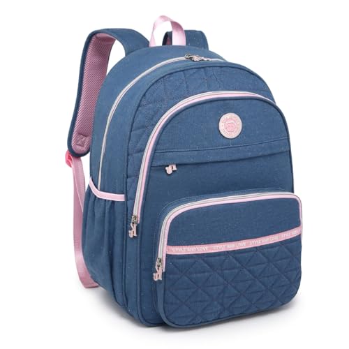 Mochila Feminina Jeans Kika Escolar juvenil Adulta Trabalho (Azul Claro)