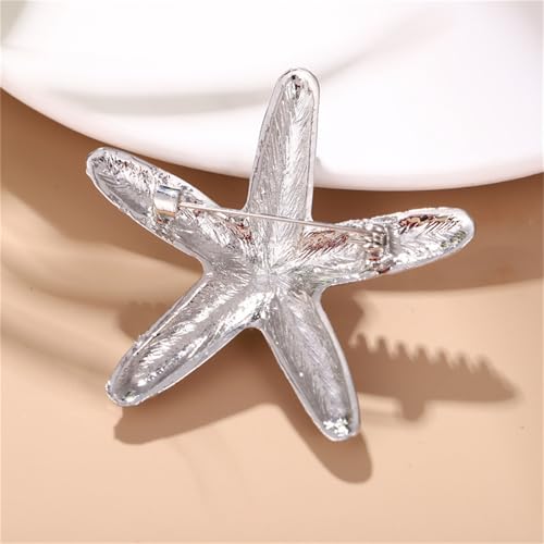 Image of Charm Starfish Brooch Pin for Women Fashion Chunky Plated Gold Sea Star Lapel Pin Summer Ocean Beach Jewelry Gifts