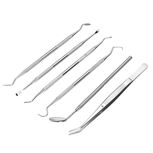 HEALLILY Ferramenta Dental Aço Inoxidável Palheta Dental Fio Dental Raspador de Dente Removedor de P