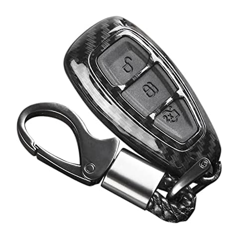 Hancaner Car Key Fob Cover Carbon Fiber Remote Key Fob Case Shell Cover Compatible with Fords/Focus/Fiesta/Kuga/C-Max Cover