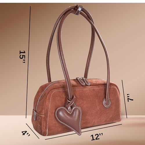 Image of Hobo bag with heart charm (Brown Suede)