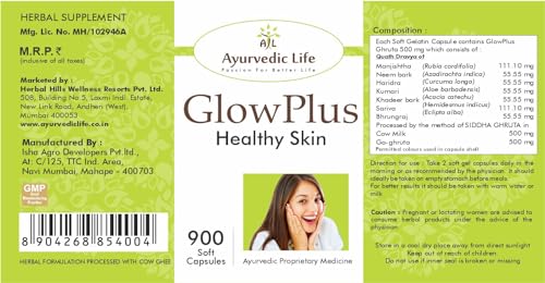 Image of Ayurvedic Life Glow Plus - 900 Capsules Pack of 5
