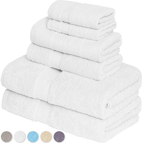 GREEN LIFESTYLE Luxury White 6-Piece Towel Set Includes 2 Extra Large Bath Towels