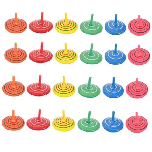Vaguelly 25Pcs Wooden Small Funny Peg Top for Educational Fidget Spinning Tops Cognitive Development Accessories for Classroom Home Use