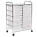 Giantex 15 Drawer Rolling Storage Cart Tools Scrapbook Paper Office School Organizer, Clear