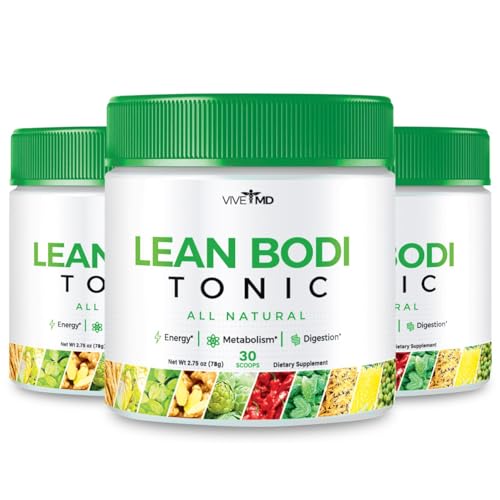 VIVE MD Nagano Lean Bodi Tonic Powder Official FormulaLean Bodi Tonic All Natural with Vitamin B6 and BCAA for Maximum Strength Cleanse and Lean Metabolic Powder Support Lean Bodi Drink (3 - Pack)