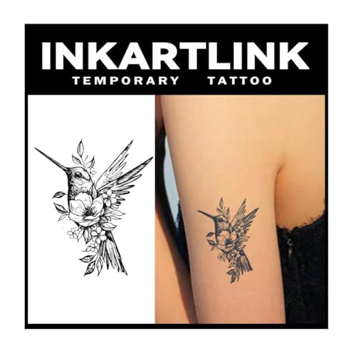 INKARTLINK Tattoo Tech, 3 Sheets Small Semi Permanent Tattoo, Adult Art Design Temporary Tattoos, Lasts 1-2 Weeks, Waterproof, Realistic Look, No Adhesive, No Reflection (Little Bird Design)