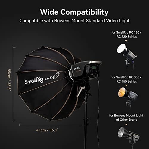 SMALLRIG Softbox Paraboliczny LA-D85 85cm Quick Release Softbox do Lamp COB z Mocowaniem Bowens - 4158