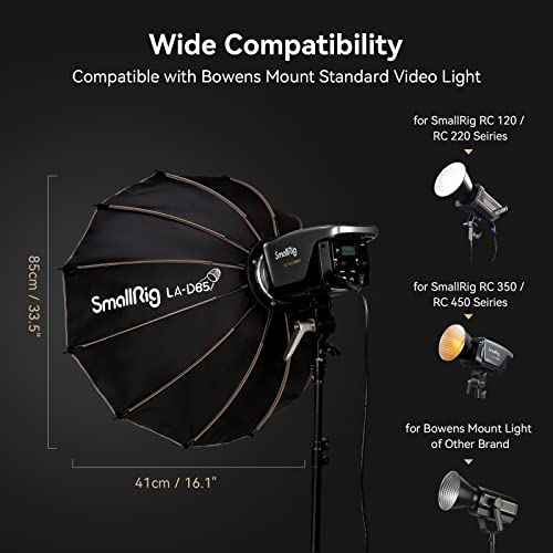 SMALLRIG Parabolic Softbox LA-D85 85cm Quick Release, Compatible with SmallRig RC 120D/RC 120B/RC 220D/RC220B and Other Bowens Mount Light by SMALLRIG - Image 3