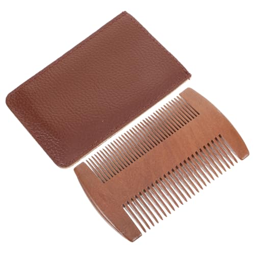 Outanaya Four Sided Static Beard Comb Durable Styling Tool with Coarse and Fine Teeth Portable Design for Easy Travel Includes Storage Bag Random Brown Style