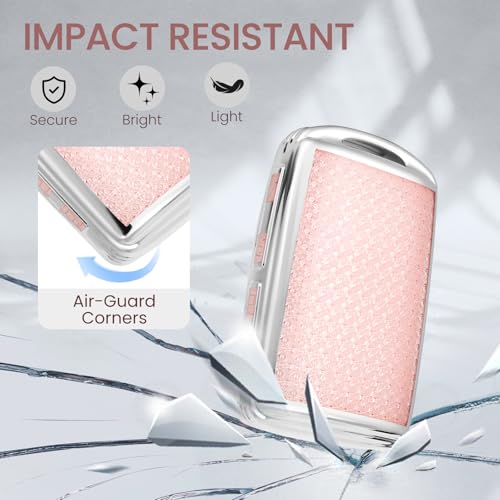 Image of Car Key Fob Cover for Mazda, Rhinestone Wristlet Case, Pink