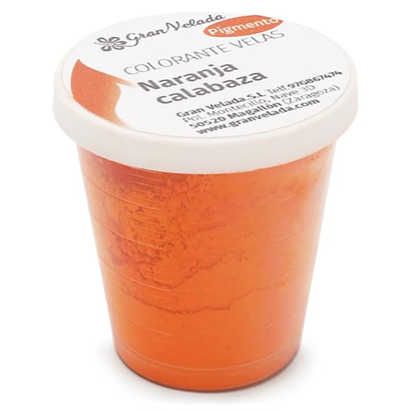Gran Velada - Kerzenfarben Kürbisorange Pigment 1000 cc | Farbpigment für Glaskerzen, Intensive Farbe, Stabil und Langlebig, Farbe für Paraffin und Wachs, Vegan & Effizient