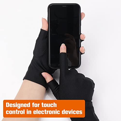 Sibba 1 Paar UV-Handschuhe für Nägel Kunst Lampe Lichtschutz LED-Blitz-Gel-Nagellack Maniküre-Pflege fingerlos feuchtigkeitsspendend Handschutz Werkzeuge Anti-Sonnen-Frauen (schwarz)