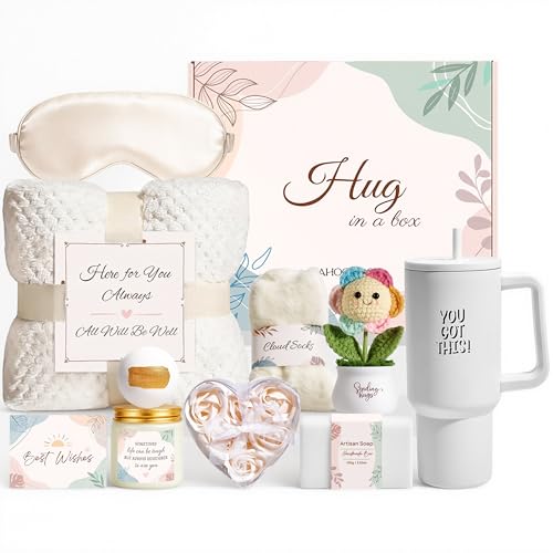 Sahoohoo Thinking of You Gifts for Women, Self Care Gift Basket, Get Well Soon Care Package After Surgery Recovery, Inspirational Encouragement Sympathy Comfort Gift Sets, Graduation Birthday Gifts