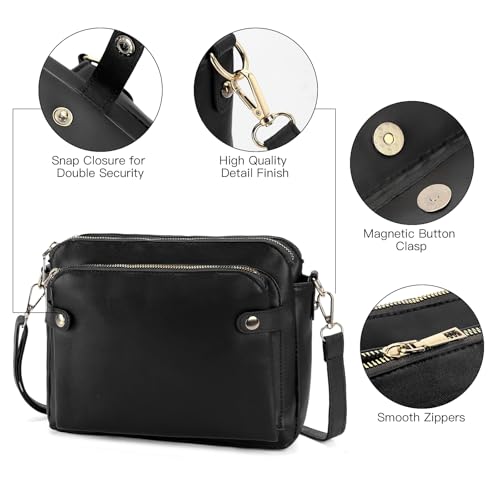 SENDEFN Vegan Leather Crossbody Bags for Women, Three-Layer Shoulder Bag, Sling Crossover Shoulder Bag3