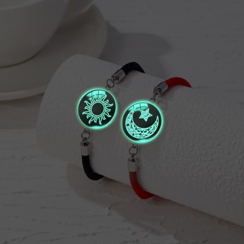 2pcs Sun and Stars Moon Couples Bracelets Pinky Promise Friendship Bracelets Set Gift for Valentine's Day Bracelet for Partners2