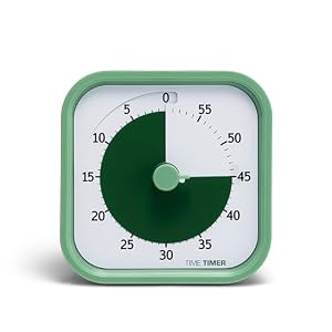 TIME TIMER Home MOD – 60-Minute Visual Timer Home Edition, Silent Operation Study Tool for Kids Desk, Homeschool Supplies, Office & Meetings (Fern Green)