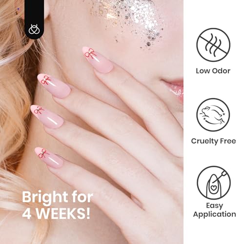 Image of Beetles Gel Liner Nail Polish 6 Pcs White French Tip Liner Pink Black Red Glitters Gold Silver Painted Swirl Gel Polish Set Built in Thin Brush Soak off Uv Led Lamp Nail Art Gifts for Women