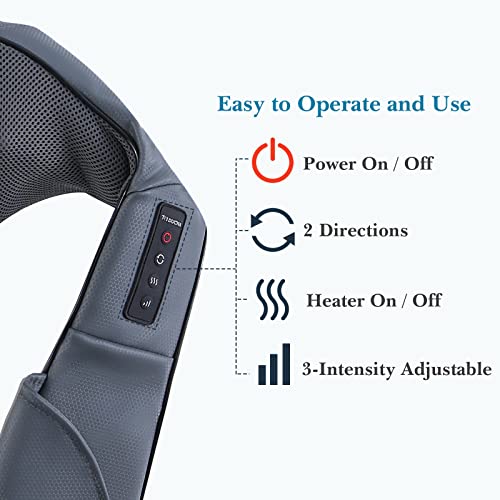 Masajeador de cuello y hombros con calor, Masajeador Cervical eléctrico Shiatsu, Masaje de rotación 3D para espalda, pantorrilla, pierna, relajación muscular de cuerpo completo en la oficina en casa - imagen 5