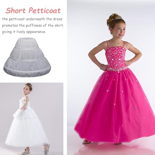 Adjustable Waist Lining Girls' 3 Hoops Lace Petticoat Full Slip Flower Girl Crinoline Skirt Children Princess Skirt4