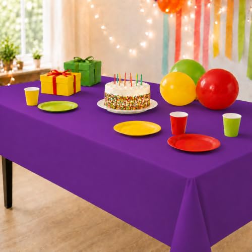 Image of Party Dimensions Purple Plastic Tablecloths, 12 Pack, 54 x 108 Rectangle