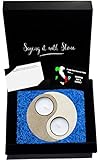 Yin Yang Teelicht Kerzenhalter aus Stein - Symbol der Harmonie und Balance - Handgemacht in Italien - Inkl Geschenkkarton, Teelicht Kerze und leere Nachrichtenkarte - Originelle Geschenkidee