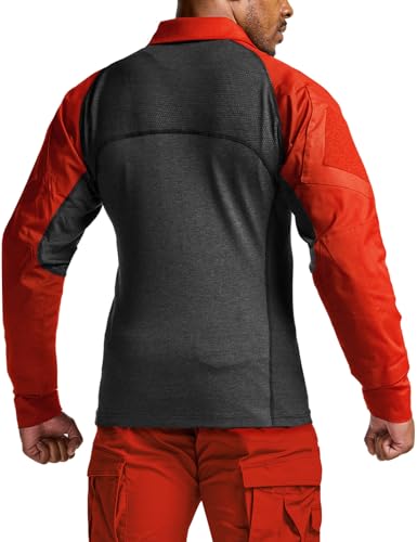 Image of CQR Men's Tactical Combat Shirt, 1 /4 Zip Long Sleeve Breathable Military BDU Training Top for Shooting, Hunting, Range Use