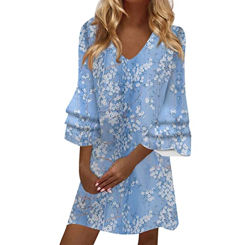 Robe d'été longue anti-chaleur à manches plissées et col floral pour femme