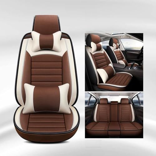 トヨタ エスティマ 50系 ESTIMAに適用 新型 車 シートカバー リネン素材 防水・全天候型 カーシートカバ 汎用 車シートカバー 新型5席 運転席 助手席 後部座席 汚れ防止 滑り止め 取付簡単 収納便利 シングルシート軽/普通車適用(茶色,頭腰枕