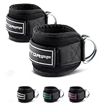 Fitgriff® Ankle Straps V3 for Cable Machine (2 Pieces) - Gym Workout Equipment - Leg Pulley Attachment, Kickback Straps