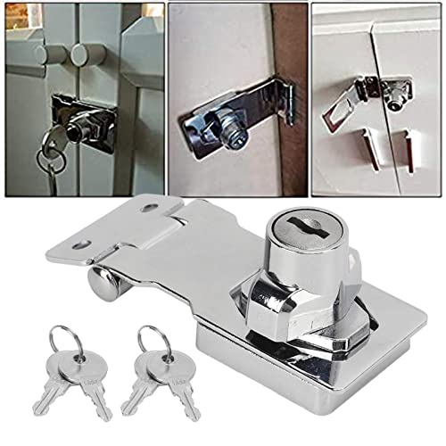 Image of Keyed Hasp Locks 2 Packs 2.5in Knob Keyed Locking, Sturdy Zinc Alloy Keyed Locking Hasp for Cabinet Small Door Drawers Mailbox, Knob Keyed Locking Hasp
