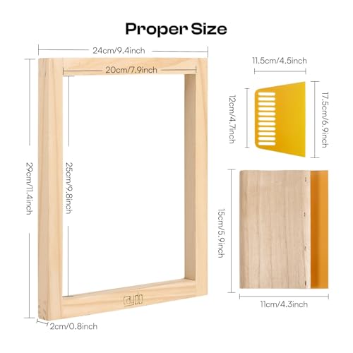Image of Caydo 8x10 Inch Wood Silk Screen Frame, 110 White Mesh for DIY Printing | includes screen printing squeegee, for T-shirts backpacks handbags, DIY printing, wood silk screen frame