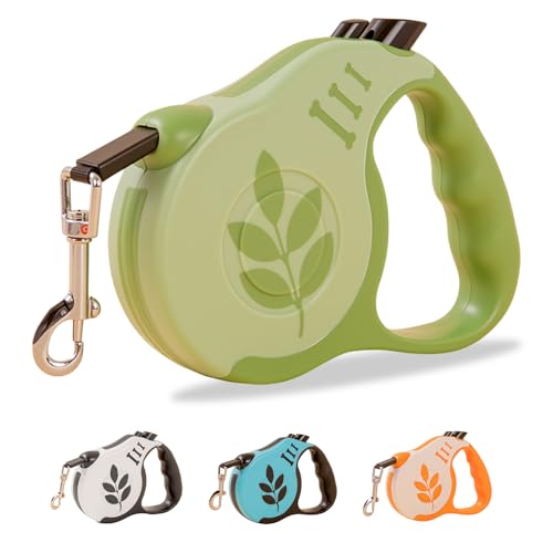Retractable Dog Leash with Non-Slip Handle, 16 FT Automatic Telescopic Tractor with Atuo Locking Botton,Durable Pet Tape for Small and Medium-Sized Dogs Green