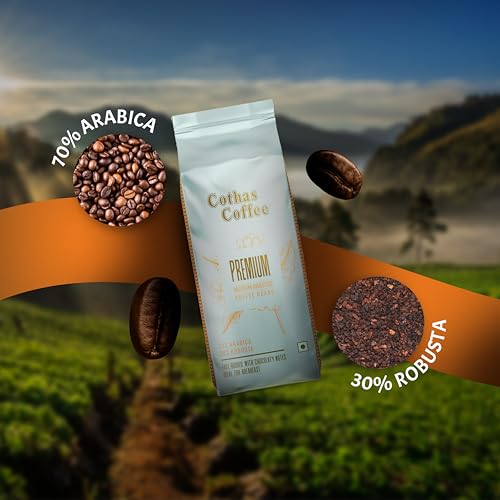 Image of Cothas Coffee Premium Gold Medium Roasted Coffee Beans | 70% Arabica & 30% Robusta | Rich & Strong-Bodied Speciality Whole Beans | Aromatic & Balanced Flavour | Ideal for Coffee Connoisseurs | 250 g Bag