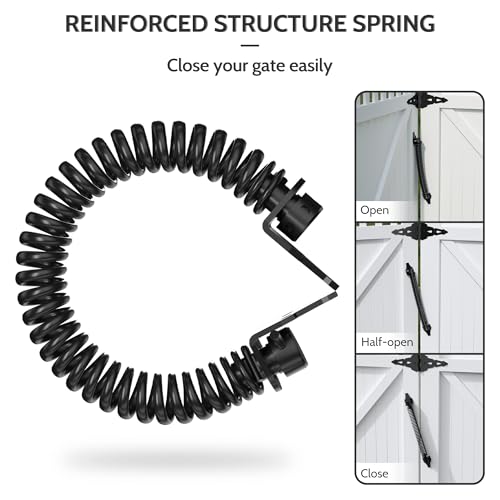 SANKEYTEW Türschließer Gartentor, 356mm langer, verstellbarer Metallfederverschluss, robuster Holztorbeschlag, Zaun-Gartentorschließer für Holztore – Schwarz (14\)