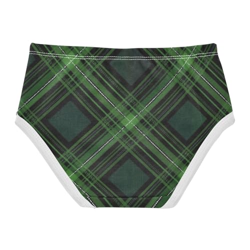 Green Plaid Texture Girls' Underwear for Daily Wear Briefs Underwear for Toddler in Sizes 2T,3T, 4T, 5T, 6Y and 8Y2