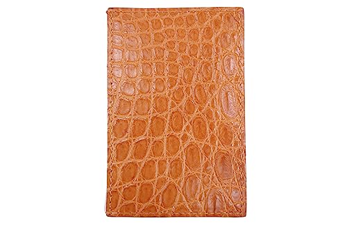 Genuine Crocodile Skin Leather Slim Vertical Business Credit Card Holder Sleeve with Hidalgo Horse Design (Tan Brown)4