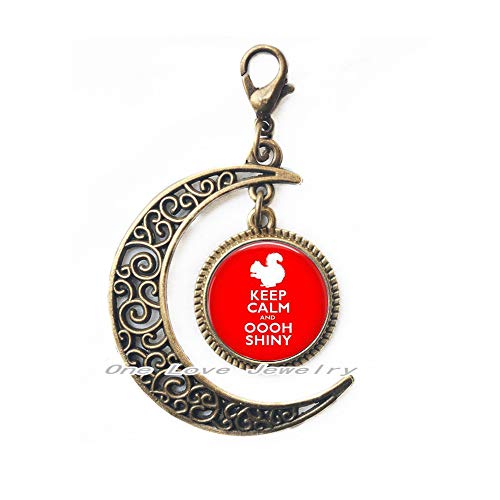 Ni36uo0qitian0ozaap Keep Calm and Oooh Shiny-ADHD Jewelry-Glass Lobster Clasp Moon Zipper Pull-Bridesmaid Jewelry-Unique Jewelry,TAP077