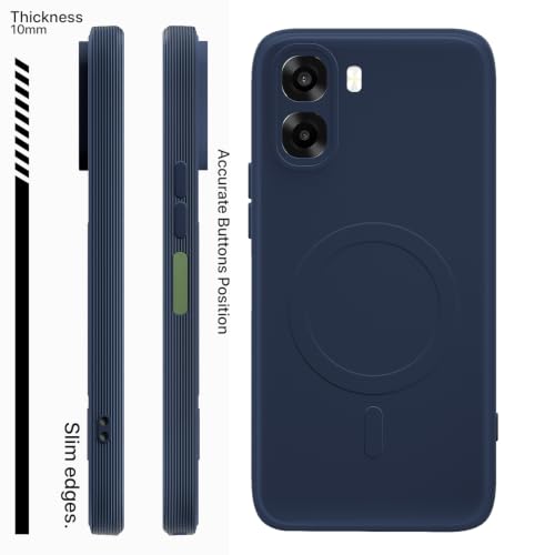 Image of Pikkme Back Cover for Oppo A6X 5G Soft Matte Silicone Mag-Safe Design (Mag-Safe Not Support) Camera Protection | Slim Fit Bumper Cover (Blue)